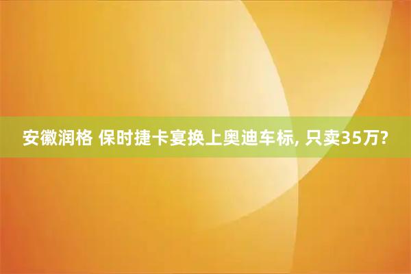 安徽润格 保时捷卡宴换上奥迪车标, 只卖35万?