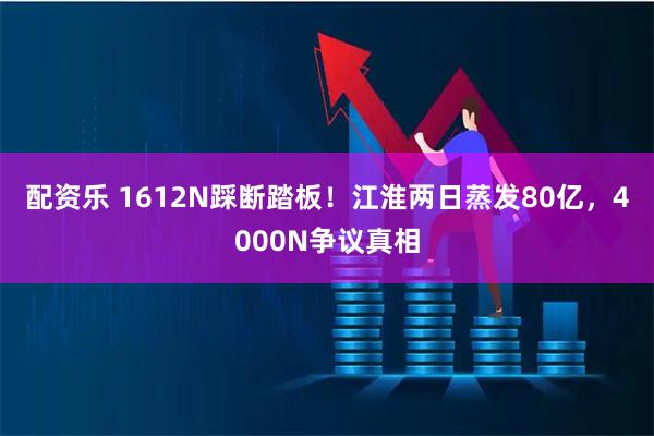 配资乐 1612N踩断踏板！江淮两日蒸发80亿，4000N争议真相